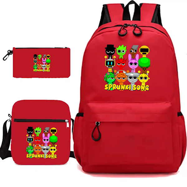 Sprunki song 3 kpl:n setit Reppu Mochila Lasten Tilavat Laukut red