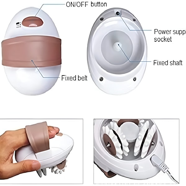 Elektrisk Massageapparat - Slimmande Handtag 360 Roterande Anti-Cellulit Massageapparat Ställning - 3D Rotation
