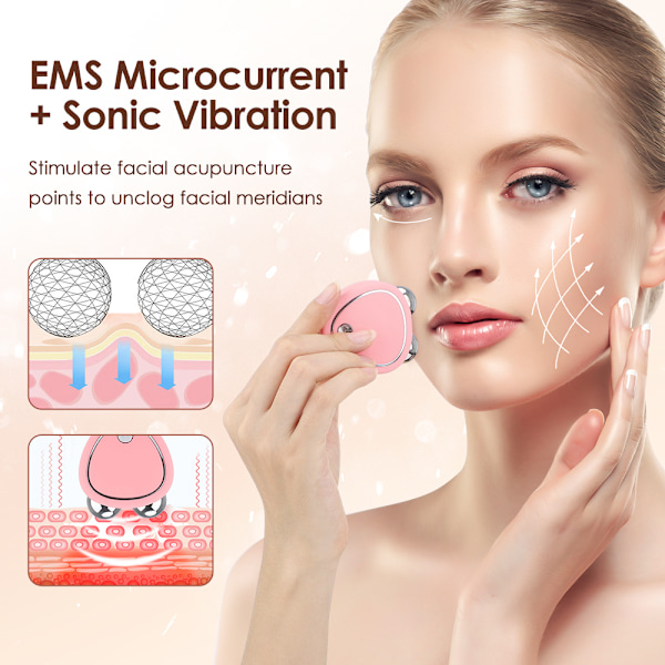 EMS Microcurrent Ansigtsmassager til hudforyngelse og fjernelse af ansigtsrynker White