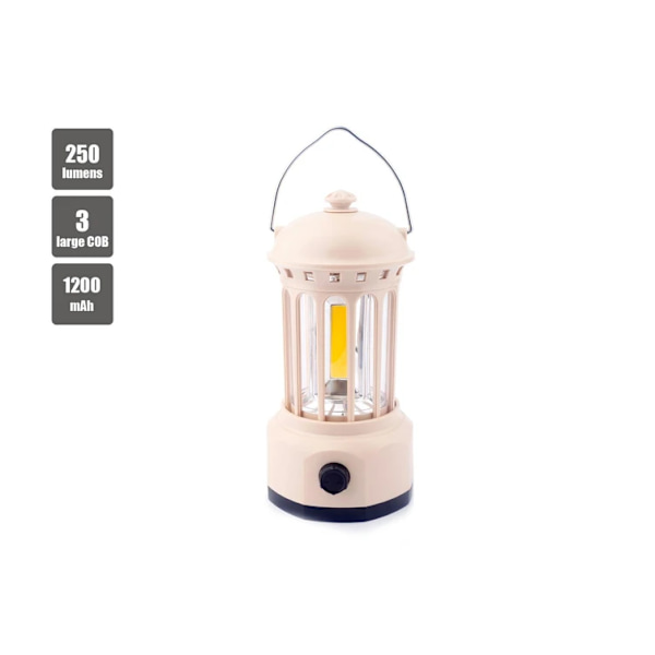 LED-lampa Utomhuscamping COB Vintage Design Campinglykta Vandring Nattlampa Uppladdningsbar Kräm