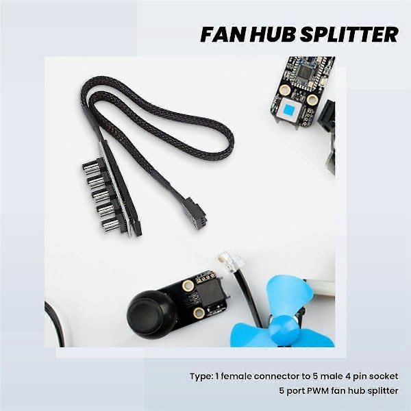 Host Case PC Køler Blæser Strømkabel 1 Hun til 5 Han 4Pin Socket Blæser Hub Splitter Kabel til 4Pin P