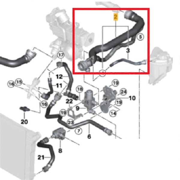 17127809818 Top Radiator Øvre Kølevandsslange til BMW F07 F10 F11 520d 525d Xd