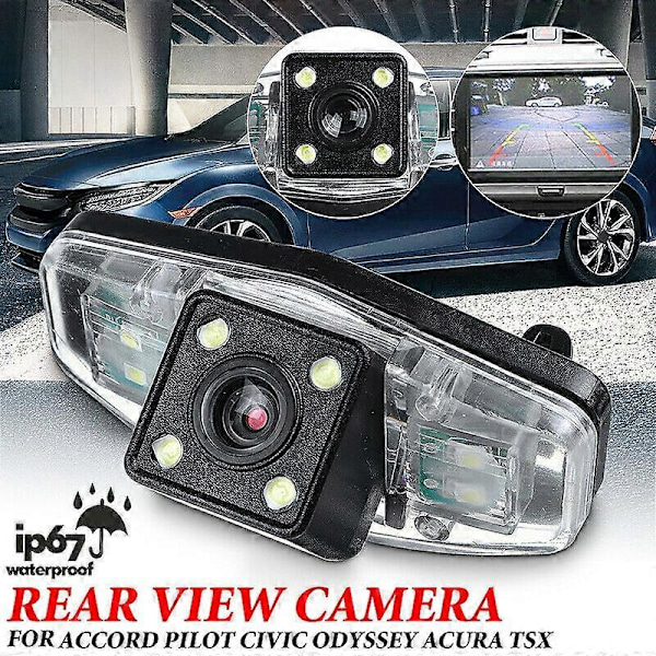 Automatisk bil backspegel back-up parkeringskamera med 4 LED-lampor för Honda Accord Civic EK FD Pilot