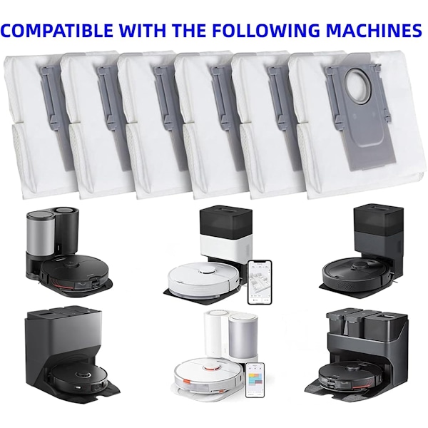 Pölypussit Roborock S8+/ S8 Pro Ultra/ S7 MaxV Ultra/ S7 Pro Ultra/ Q7+/ Q7 Max+/ Q8 Max+/ Q5 Pro+/ Q5+ Ultra -imureille