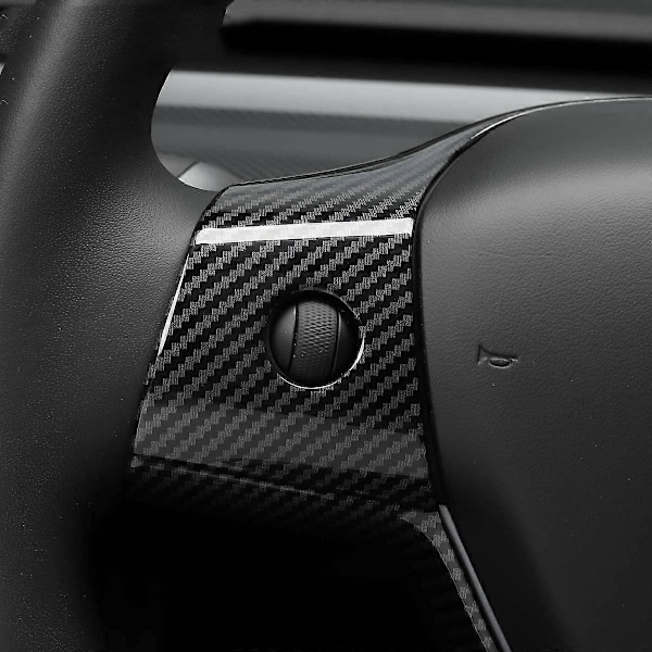 Bil Interiörskydd för Tesla Model 3 Y 2017-2020 Kolfiber Ratt Skyddsram Patch
