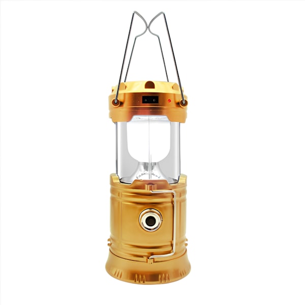 Bærbar solcelleopladelig LED-campinglampe vandtæt, 2/1 stk., indendørs batterier, solcelleoplader til mobiler 1 UND gold