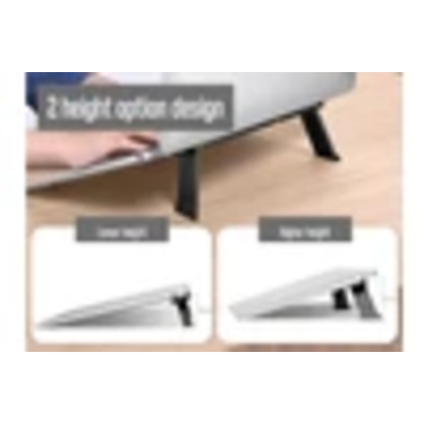 6mm Tynd Laptop Stand Hæver Kompakt Bærbar Skridsikre Fødder Elegant Kompatibel Sort