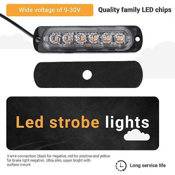 LED Varningsljus, Gult 6 LED Varningsljus Blinkande Varningsljus för Bil Lastbil Off R