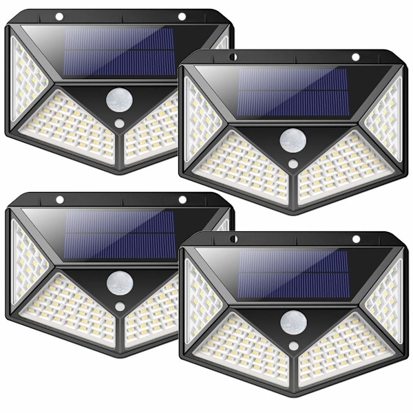 Solcellelampe til udendørs brug 【Kraftfuld 4-pak version】 Vandtæt udendørs belysning 270° solcellelampe