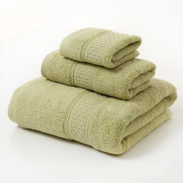 Lyxigt handduksset i bomull för hemmet, 3-delat set, ultramjukt, mycket absorberande, inkluderar 1 badhandduk, 1 handduk, 1 tvättlapp 3PCS Bamboo green