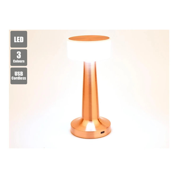 Sladdlös LED Bordslampa Metallstil Nattlampa Touchkontroll Dimbar Färgskiftande Roséguld Ring Uppladdningsbar