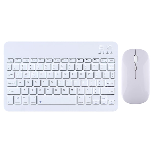 Trådløst tastatur og mus for iPad Air 5, 4 Pro, 11, Bluetooth, spansk, engelsk, Android, iOS, Windows, telefon, nettbrett white english