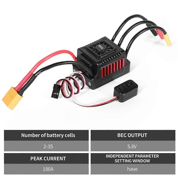 Sensoriton harjaton vedenpitävä auto ESC 60A XT60-liitin
