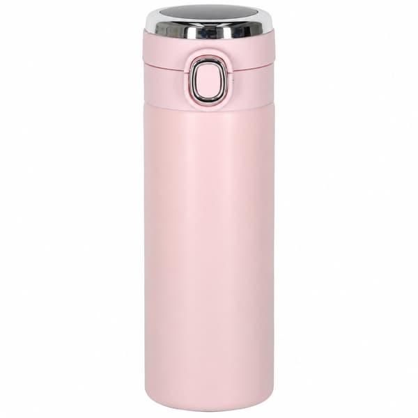 LED Termokopp, 420 ml, Rosa, Isolert Reisekopp i Rustfritt Stål