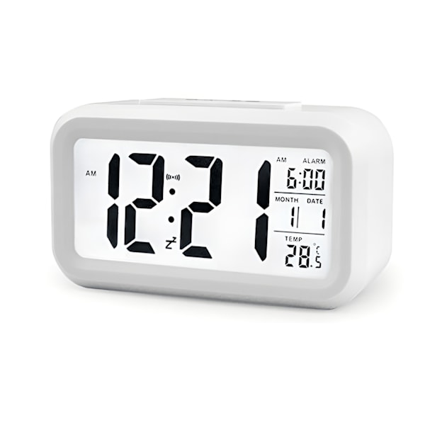 Digital vekkerklokke for soverom med smart nattlys White