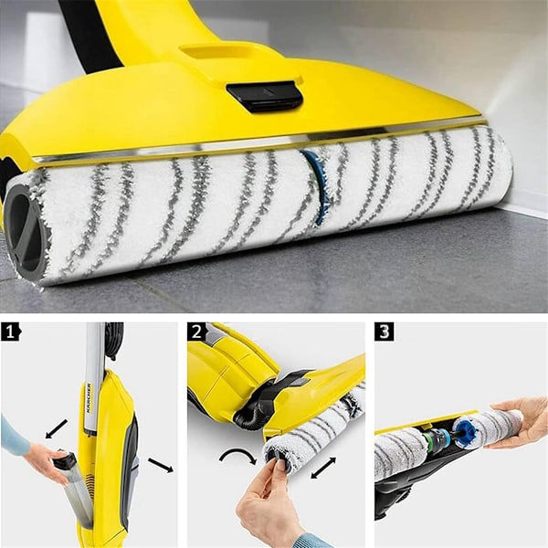 Mikrofiber Rullesett for Karcher FC7 FC5 FC3 FC3D EWM2 Elektrisk Hard Gulvrenser 2.055-007.0/2.055-006.0 Grå Gray
