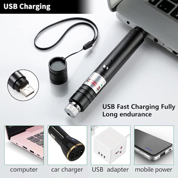 Grön laserpekare med lång räckvidd - Taktiskt gränssnitt - USB