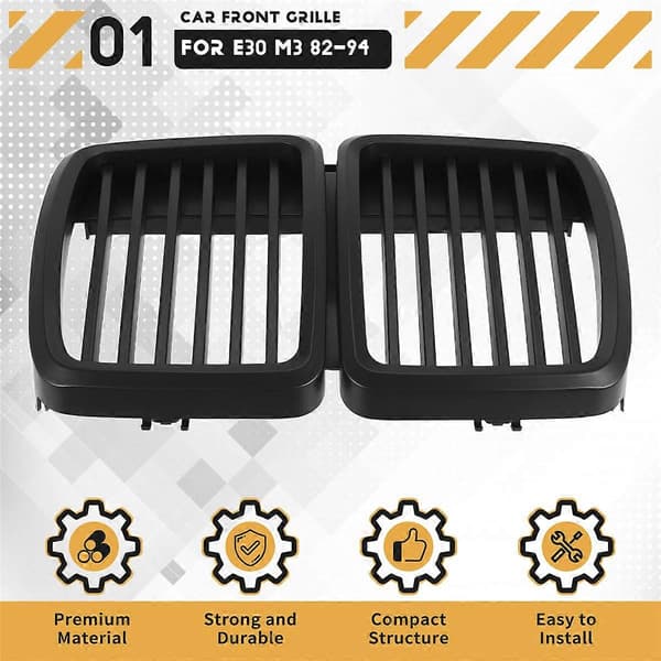 Udskiftning af frontgrill til E30 3-serie M3 frontklap kofanger grill mat sort 1982-1994