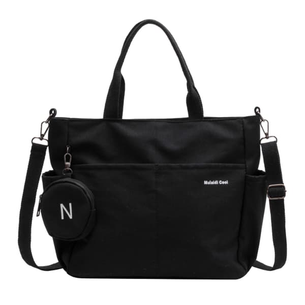 Stora Canvas Handväskor - Laptop Messenger Väska för Kvinnor black