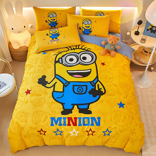 Minions-serien - Dynetrekksett i bomull med trykk - Smil Single 160*210 (3pcs)