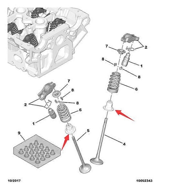 Ventilstyrstætning 9806212280 9806745880 1628922080 til Peugeot Citroen DS Mini 1.6T 16 stk.