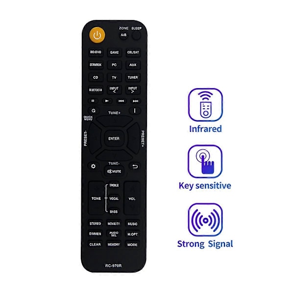 RC-970R Fjärrkontroll för Onkyo AV-Receiver TX-SR393 TX-SR494 HT-R398 HT-S3910 TXSR393 TXSR494 HTR3 Black
