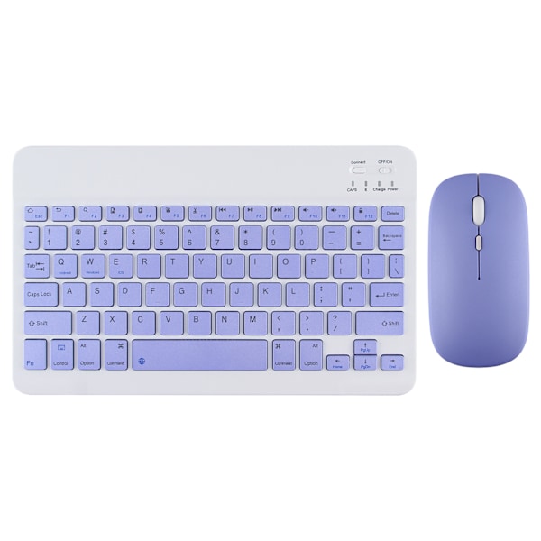 Langaton näppäimistö ja hiiri iPad Air 5, 4 Pro, 11, Bluetooth, espanja, englanti, Android, iOS, Windows, puhelin, tabletti purple english