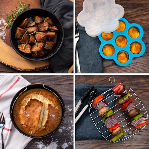 Tommers Tilbehørssett for Airfryer, Maple Steamer Rack i rustfritt stål, Pizzatallerken, 6-pakning A——6pcs