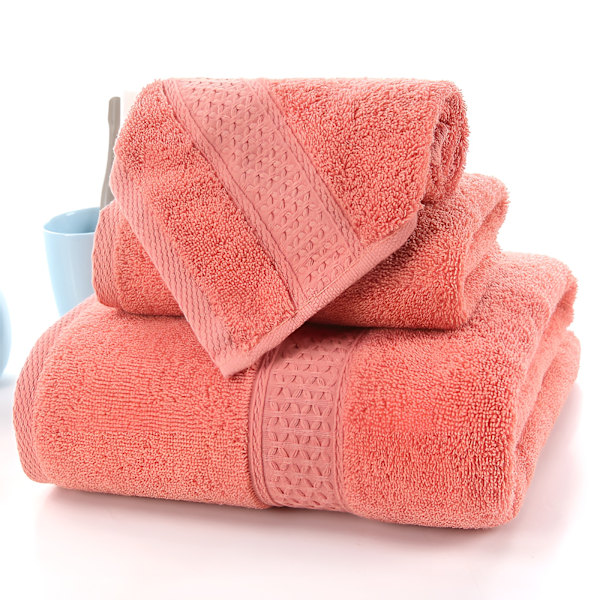 Lyxigt handduksset i bomull för hemmet, 3-delat set, ultramjukt, mycket absorberande, inkluderar 1 badhandduk, 1 handduk, 1 tvättlapp 3PCS Red