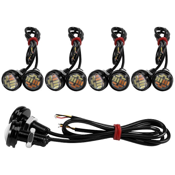 10 st 12V 23mm Dubbelfärgad Switchback 4014 Smd 12 Led Drl Eagle Eye Varselljus Bil Motor Blinkers