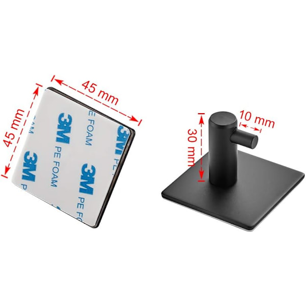 Keittiön ripustin, liimattava, veden- ja sormenjälkienkestävä Black Square