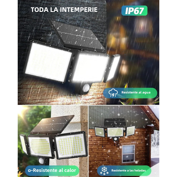 Solarcelle vegglampe utendørs 304/172 LED integrert supersterk bevegelsessensor sterk energi IP65 vanntett 3 arbeidsmoduser for hage 172 LEDs with Remote