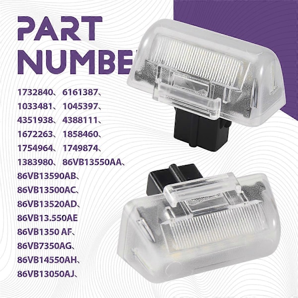 2X LED Registreringsskylt Lampa Vit för Ford it Tourneo MK5 MK6 MK7 1995-14