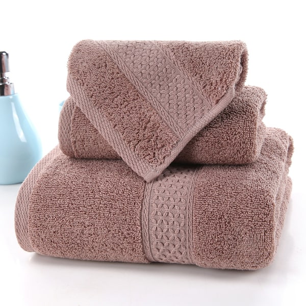 Ylellinen puuvillapyyhesetti kotiin, 3-osainen setti, erittäin pehmeä, erittäin imukykyinen, sisältää 1 kylpypyyhkeen, 1 käsipyyhkeen, 1 pesulapun 3PCS Coffee color