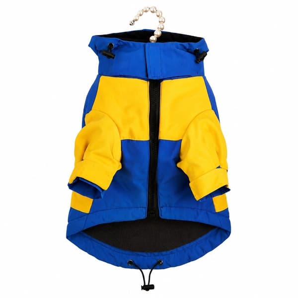 Vattentät Varm Regnjacka för Hund, Höst Vinter, Teddy Mode, Blå Gul Blue / Yellow S