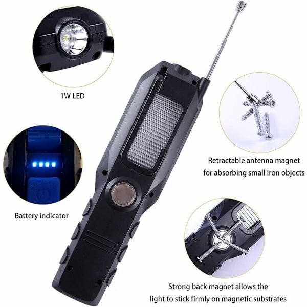 Ladattavat LED-taskulamput, COB-mekaaninen valo, USB-ladattava, 2800 mAh akku