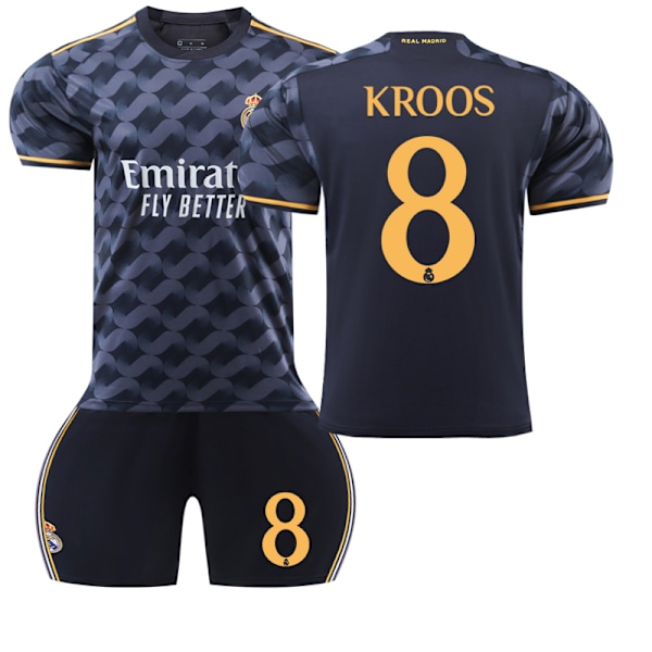 2324 Real Madrid Udebane Sort Fodboldtrøje Kroos Trøje 20(110-120cm)