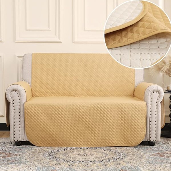 Vändbart sofföverdrag 1-4 sits med 6 färger att välja mellan 2 Seats - 110cm Yellow