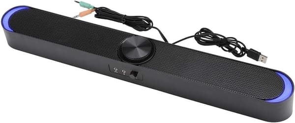 Mini Sort Computerhøjttaler Subwoofer med Dyb Bas, 3,5 mm Jack, Kompakt Desktop Audio til PC Bærbar