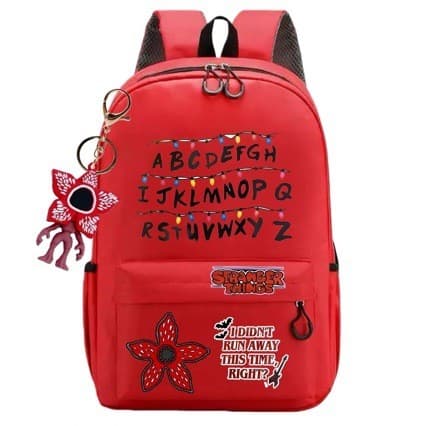 Stranger Things Rygsæk, Lærred Skoletaske til Studerende, Unisex, 14\" Laptop, Sort 44x29x12cm-06