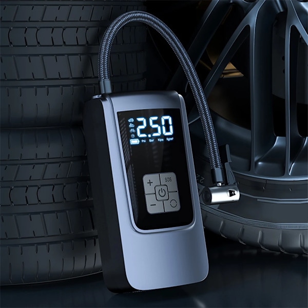 Smart Bil Dekkoppblåser Høykapasitets Luftpumpe med LED-lys 7.4/12V Wireless+DC+USB