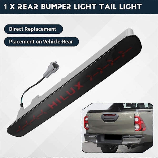 Auton LED-heijastin Toyota Hilux 2016-2023 -malleihin, auton takavalo, takapuskurin valo, takasumuvalo, jarruvalo
