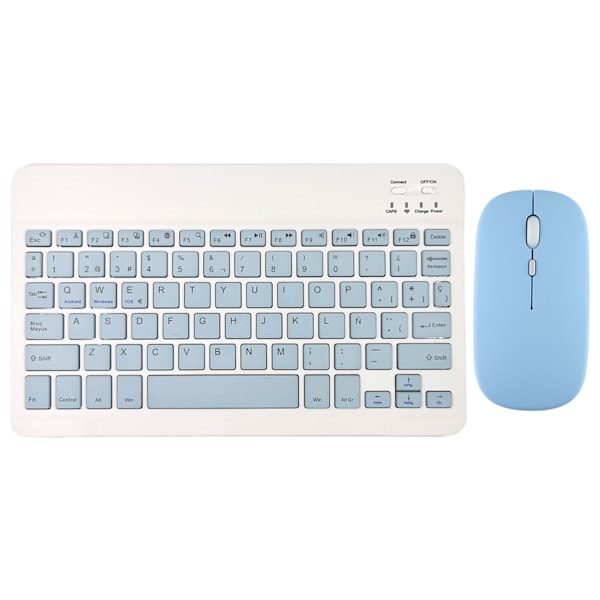 Langaton näppäimistö ja hiiri iPad Air 5, 4 Pro, 11, Bluetooth, espanja, englanti, Android, iOS, Windows, puhelin, tabletti blue Spanish