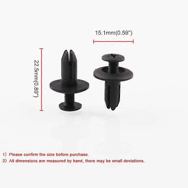 120 st Bil Plast Nitar Hål Dia Fäste Stötfångare Tryckstift Clips
