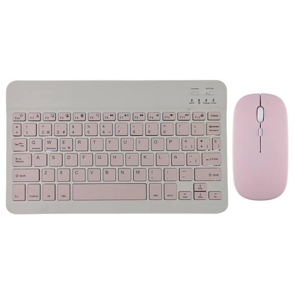 Langaton näppäimistö ja hiiri iPad Air 5, 4 Pro, 11, Bluetooth, espanja, englanti, Android, iOS, Windows, puhelin, tabletti pink Spanish