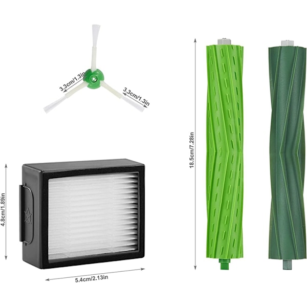 Reservedeler Kompatible for iRobot Roomba Combo J7+/Plus Kun 1 Sett med Gummibørster for Flere Overflater