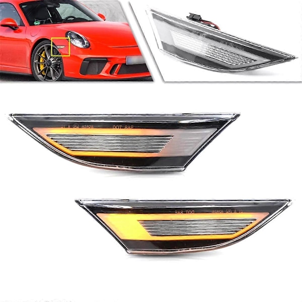 1 par LED-sidemarkeringslys blinklys til Porsche 991 981 718 Carrera 99163125605,991631255
