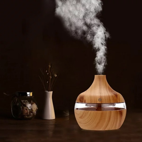 Eterisk oljediffuser, 300 ml oljediffuser med 4 tidsinnstillinger, aromaterapidiffuser med automatisk avslåing, kjølig tåkefunksjon