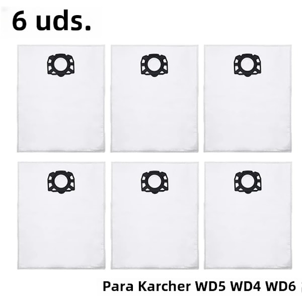 Ersättningsdammsugarpåsar för Kärcher dammsugare 2.863-314.0 KFI 357 KA 40 MV4 MV5 MV6 WD2 plus WD3 WD3s WD4 WD5 SE4001 SE4002 Robotdammsugare 6 PCS