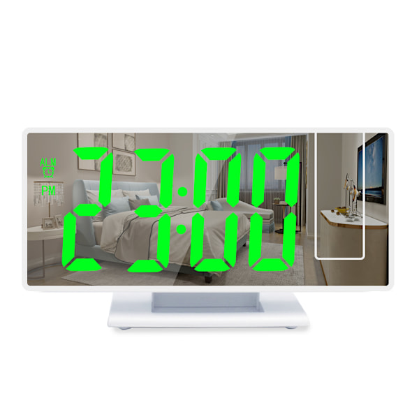 Digitaalinen herätyskello, jossa on aika- ja lämpötilaprojektio, 180° LED-projektio pöytäkello modernilla USB-torkkutoiminnolla 12/24H WG
